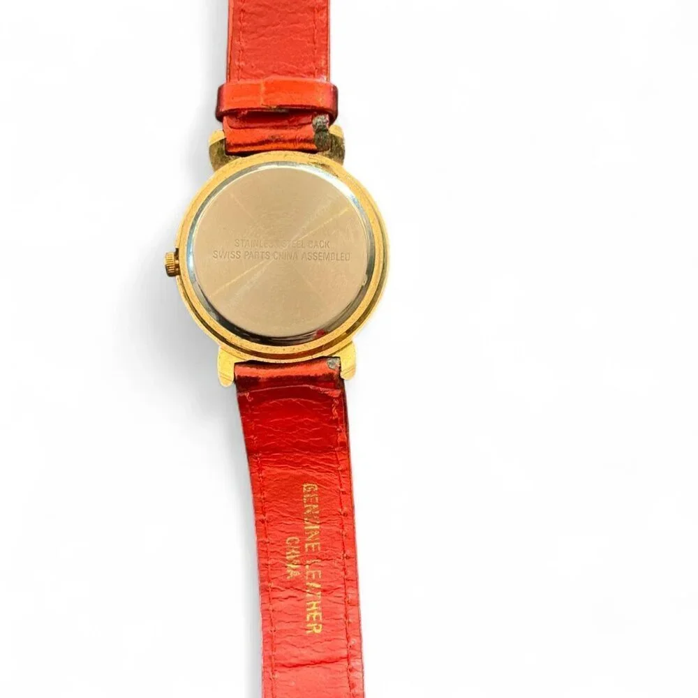 Michelle Louise Women's Red Metallic Buckle Band Analog Watch Leather‎ Hearts